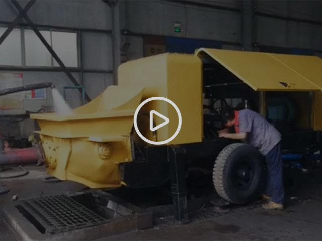 山東力源機(jī)械80混凝土泵出廠前打壓測試，杠杠的